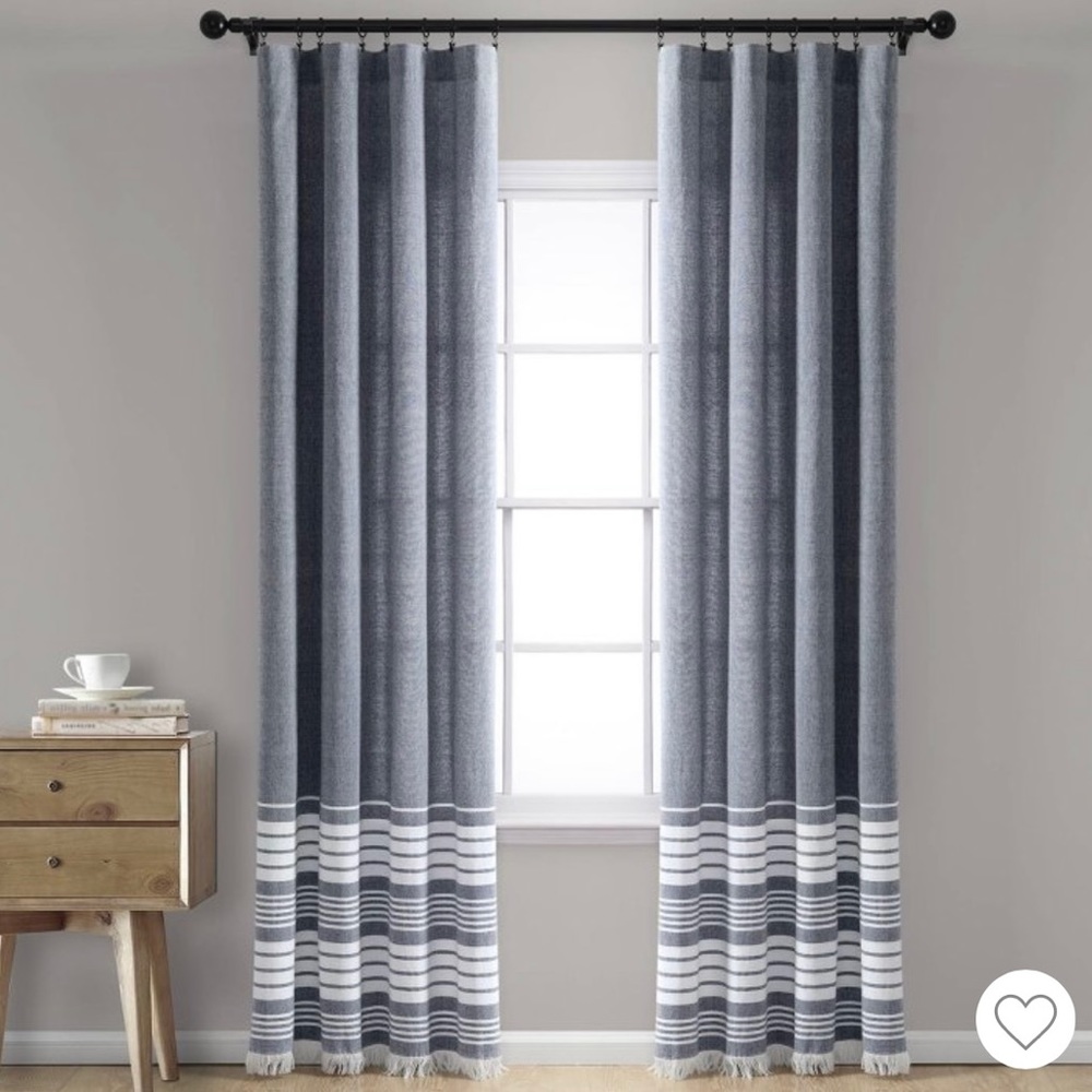 Set of 2 95"x40" Coastal Nantucket Fringe
Window Curtain Panels Lush Décor
